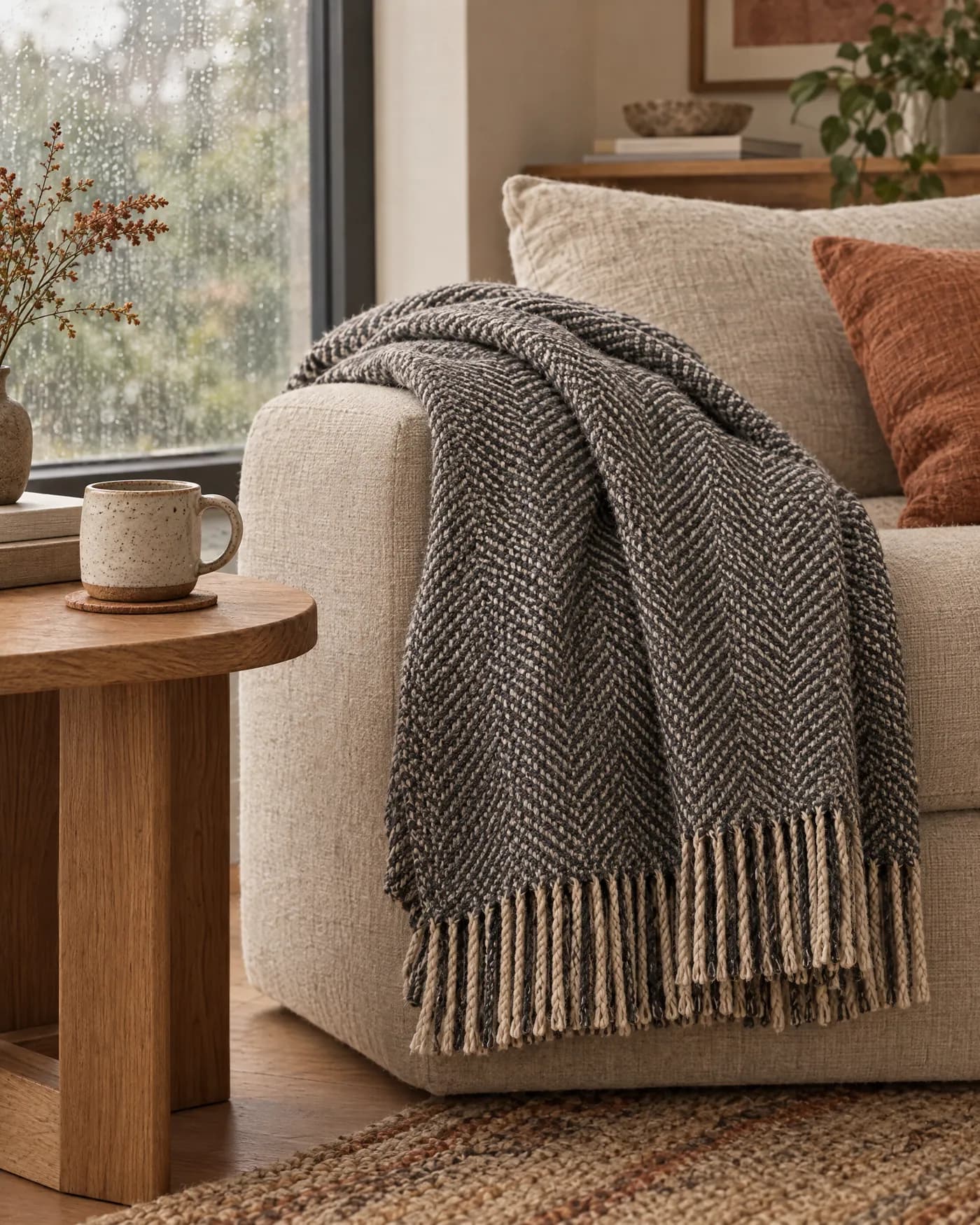 Ember Merino Wool Throw at home